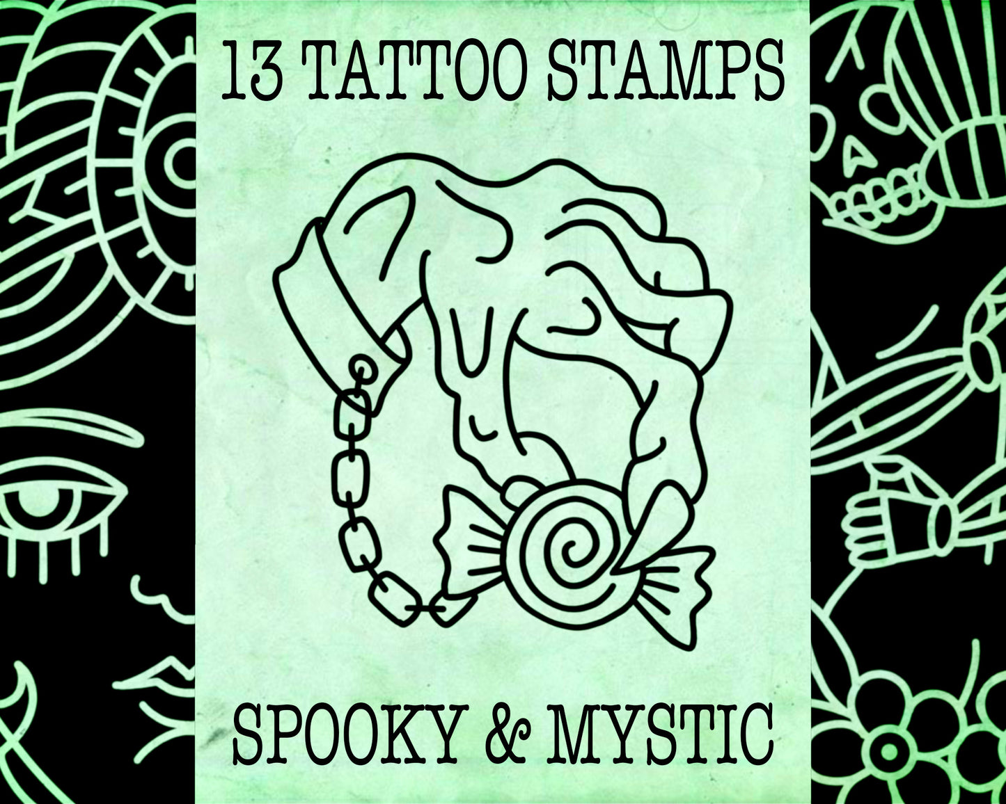 13 SPOOKY & MYSTIC TATTOO Stamps for Procreate