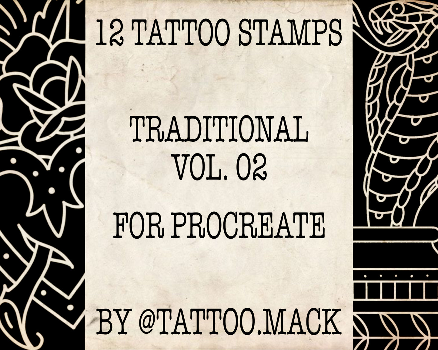 12 TRADITIONAL TATTOO STAMPS Vol.02 for Procreate
