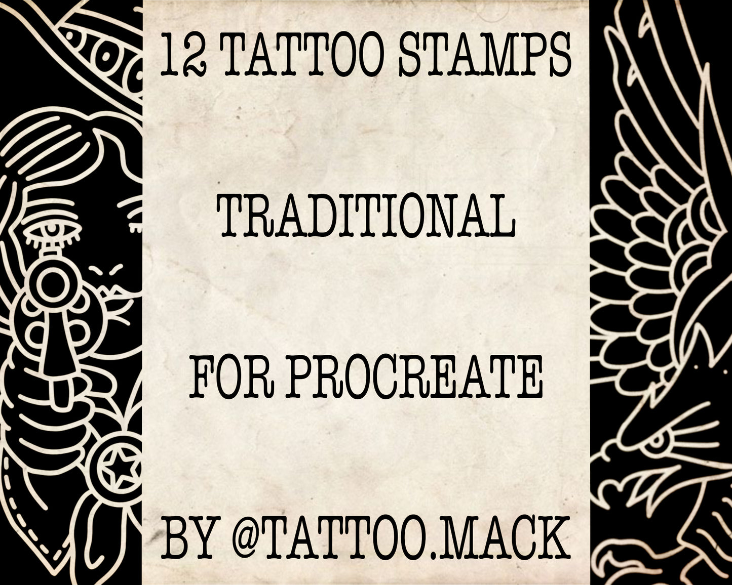 12 TRADITIONAL TATTOO STAMPS for Procreate